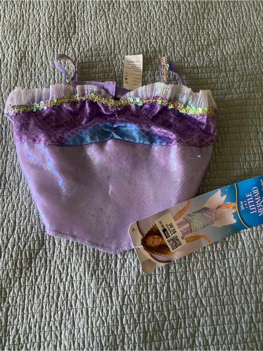 New Disney The Little Mermaid Girls Costume Top Size 4-6X